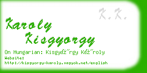 karoly kisgyorgy business card